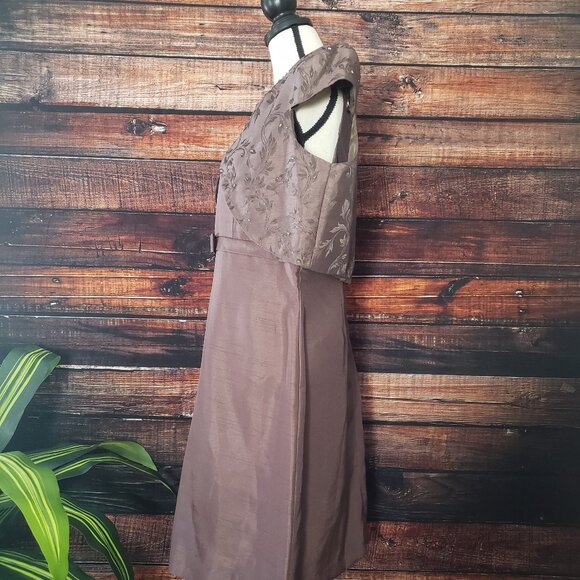 NWOT Jessica Howard Evenings Two Piece Elegant Dress Size 14P Brown Beaded - Picture 2 of 10